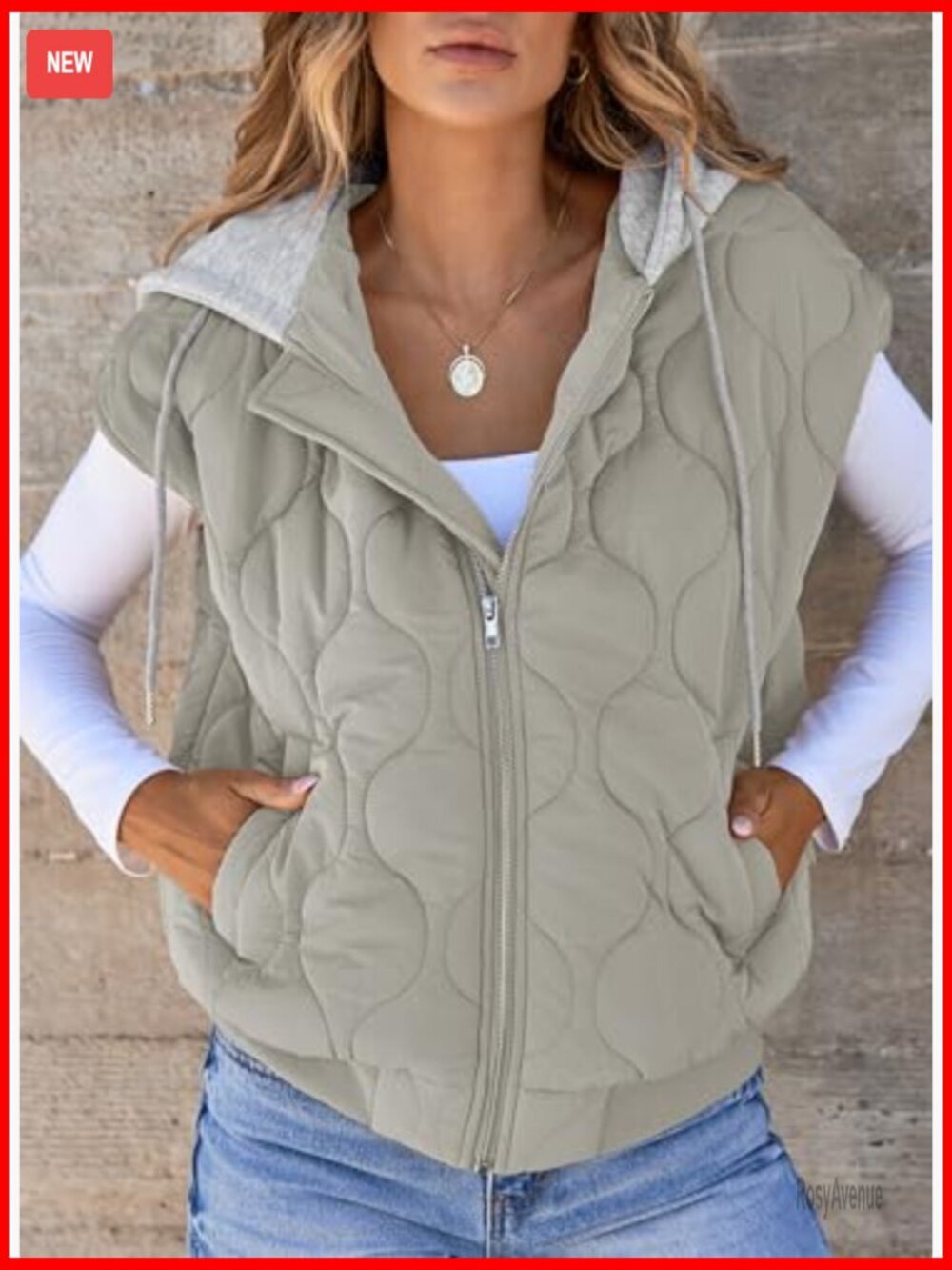 Cropped Hooded Quilted Puffer Vest with Pockets - Picture 4 of 6